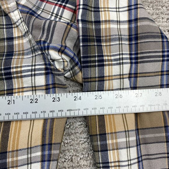 Vintage Eddie Bauer Plaid Shirt Men Small S Brown White Black Preppy Button Up - Picture 7 of 8